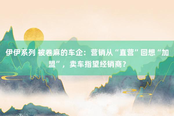 伊伊系列 被卷麻的车企：营销从“直营”回想“加盟”，卖车指望经销商？