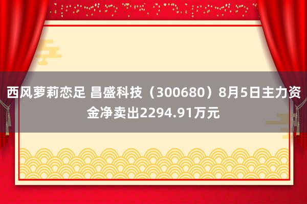 西风萝莉恋足 昌盛科技（300680）8月5日主力资金净卖出2294.91万元