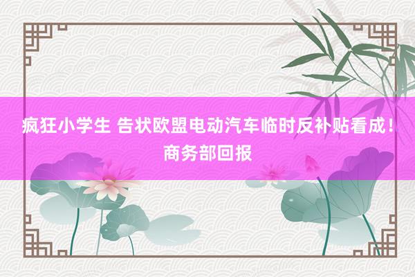 疯狂小学生 告状欧盟电动汽车临时反补贴看成！商务部回报