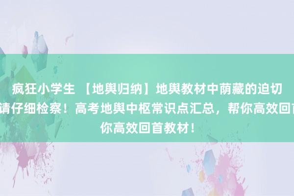 疯狂小学生 【地舆归纳】地舆教材中荫藏的迫切考点，请仔细检察！高考地舆中枢常识点汇总，帮你高效回首教材！