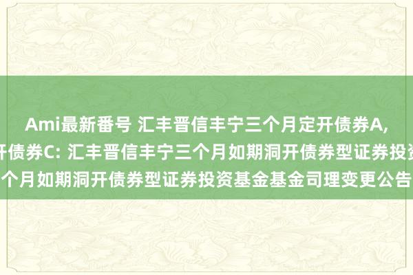 Ami最新番号 汇丰晋信丰宁三个月定开债券A,汇丰晋信丰宁三个月定开债券C: 汇丰晋信丰宁三个月如期洞开债券型证券投资基金基金司理变更公告