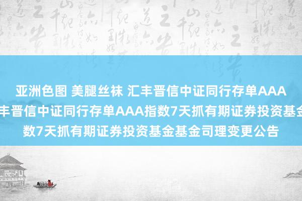 亚洲色图 美腿丝袜 汇丰晋信中证同行存单AAA指数7天抓有期: 汇丰晋信中证同行存单AAA指数7天抓有期证券投资基金基金司理变更公告