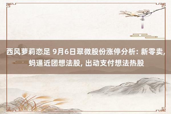 西风萝莉恋足 9月6日翠微股份涨停分析: 新零卖， 蚂逼近团想法股， 出动支付想法热股