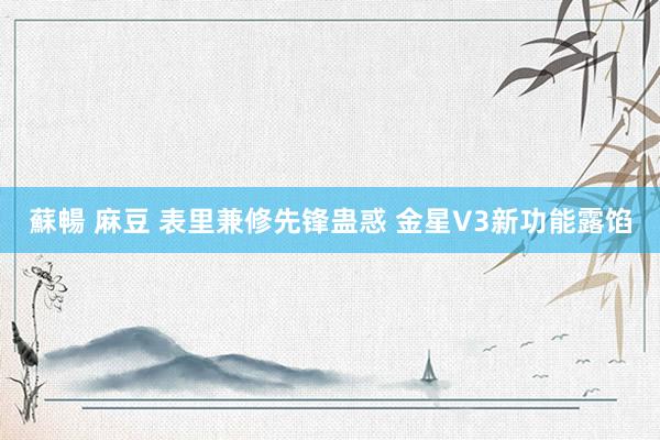 蘇暢 麻豆 表里兼修先锋蛊惑 金星V3新功能露馅