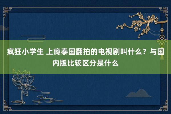 疯狂小学生 上瘾泰国翻拍的电视剧叫什么？与国内版比较区分是什么